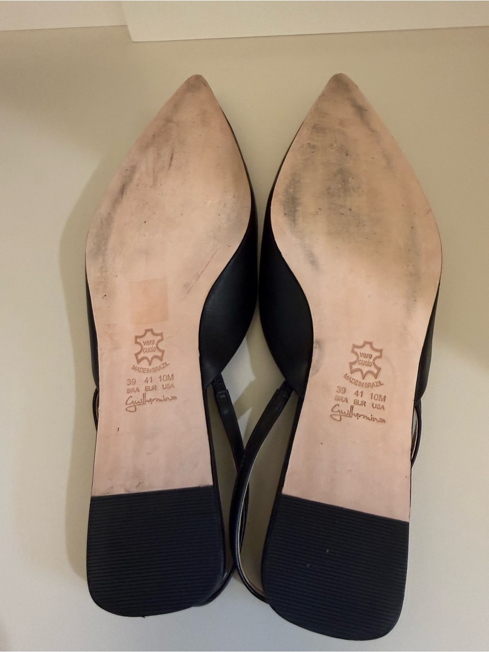 Classic Black Leather Pointed Slingback Flats - Picture 3 of 5